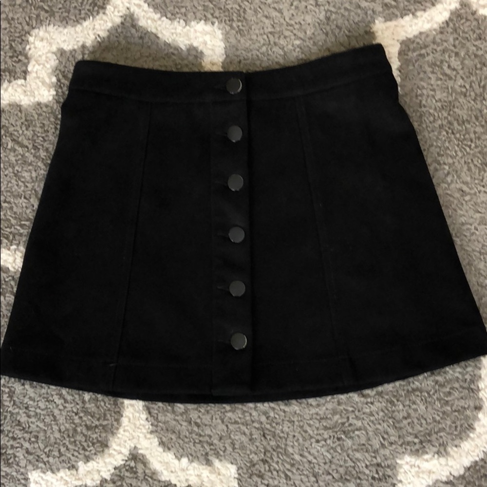 Black faux suede mini skirt